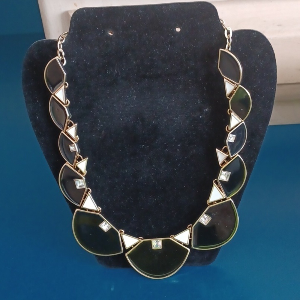Black/Gold Statement Necklace, 10" drop